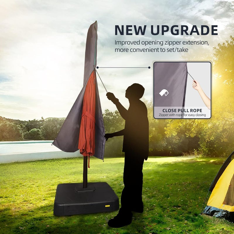 PALON Patio Umbrella Cover, Outdoor Umbrella Cover for 7.5ft to 11.5ft, Patio Umbrella Covers Waterproof with Telescopic Rod and Zipper, Umbrella Outdoor Patio Cover Windproof, Sun Protection - Image 4